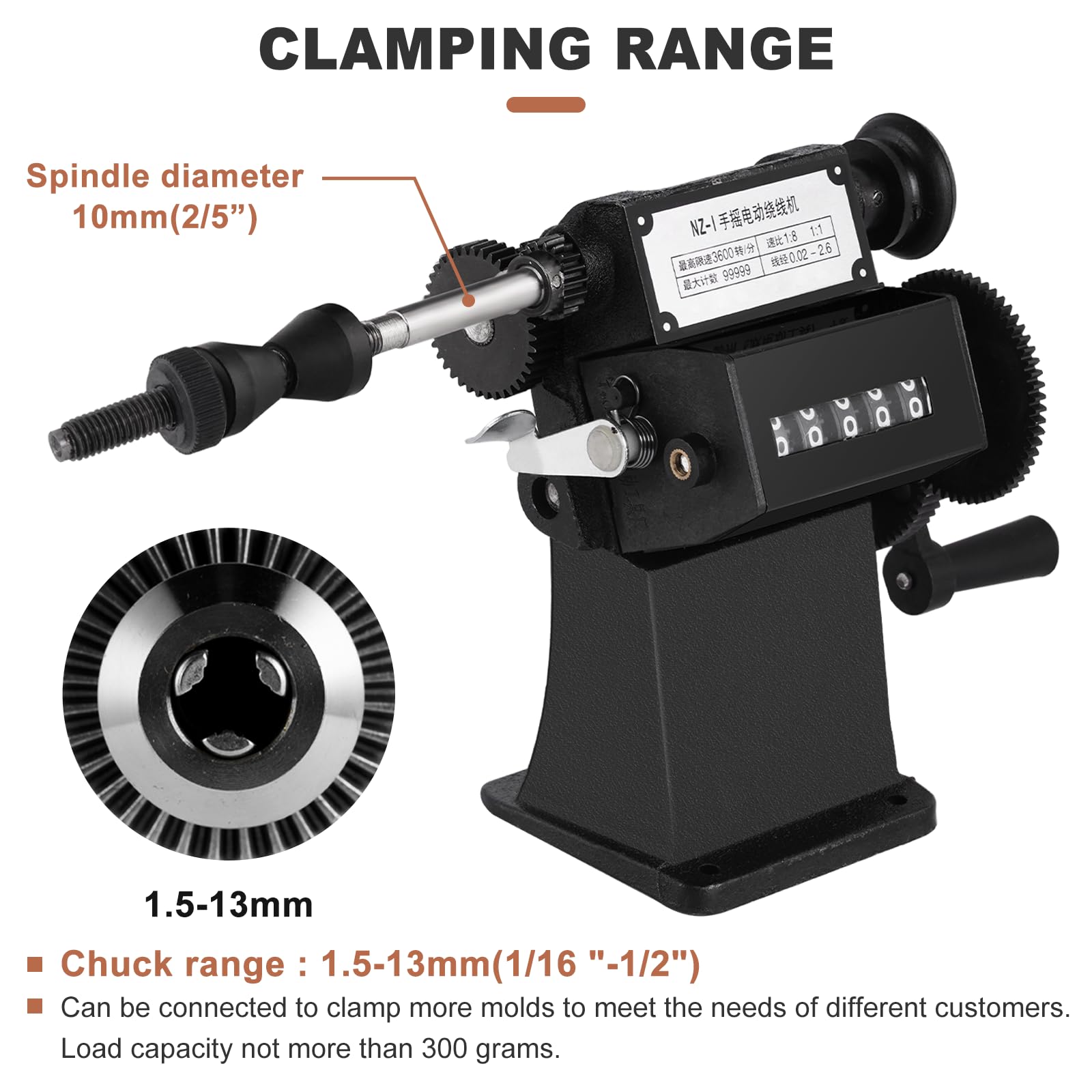 Epidioxi Manual Coil Winding Machine 1/16''- 1/2'' Hand Coil Winder with Counter for Spirals, Motor Coil, Guitar Pickup Coils